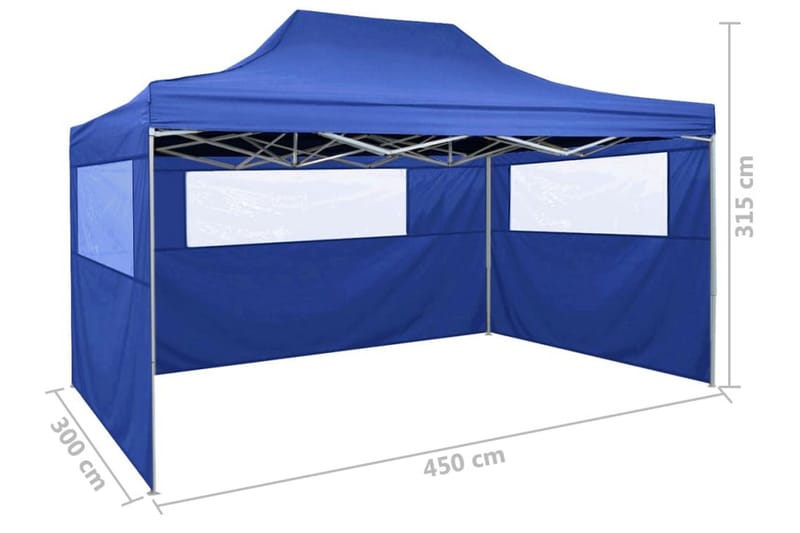 Hopfällbart tält med 3 väggar 3x4,5 m blå - Blå - Campingtält - Tält