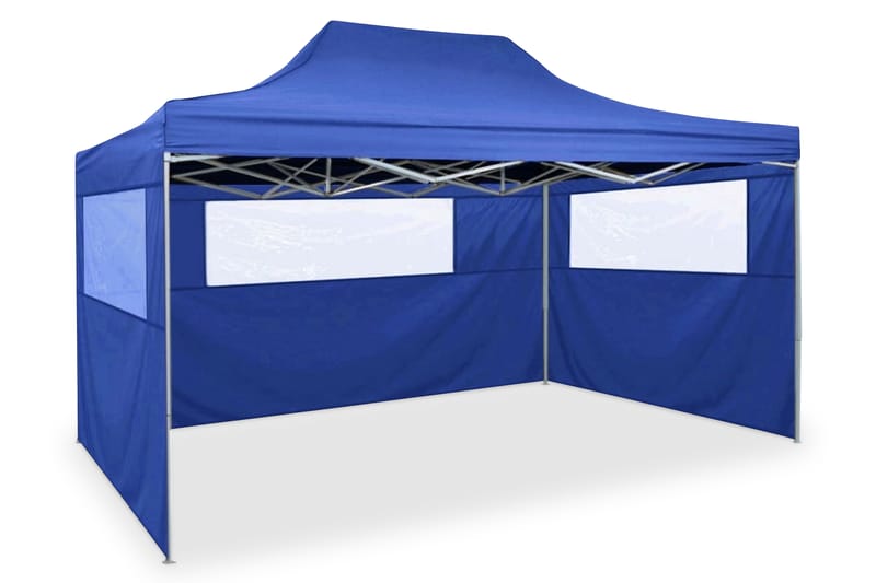 Hopfällbart tält med 3 väggar 3x4,5 m blå - Blå - Campingtält - Tält