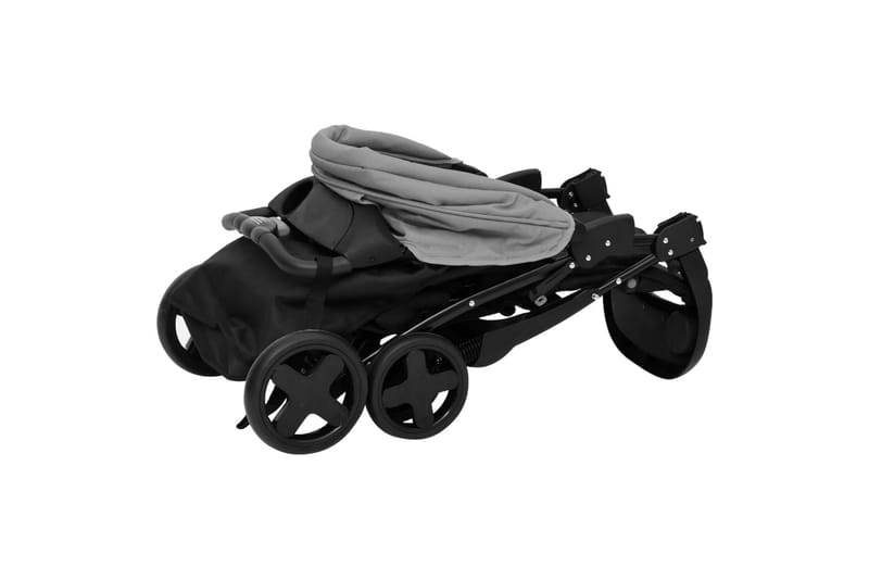 Barnvagn 2-i-1 ljusgrå och svart stål - Grå - Duovagn & Kombivagn