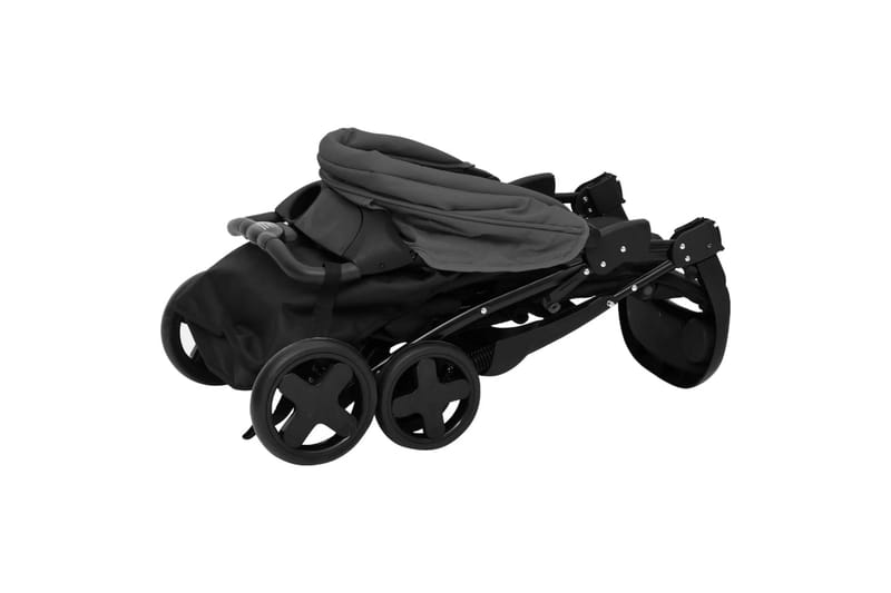 Barnvagn 2-i-1 mörkgrå och svart stål - Grå - Duovagn & Kombivagn