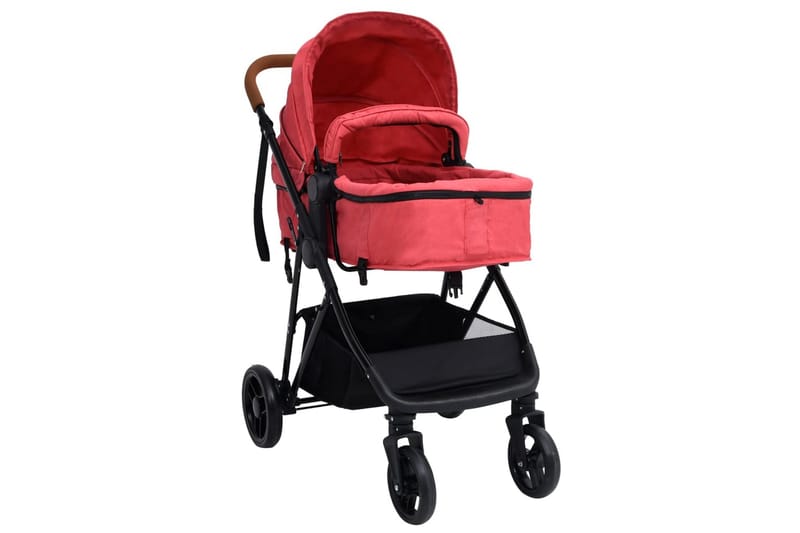 Barnvagn 3-i-1 röd och svart stål - Röd - Duovagn & Kombivagn