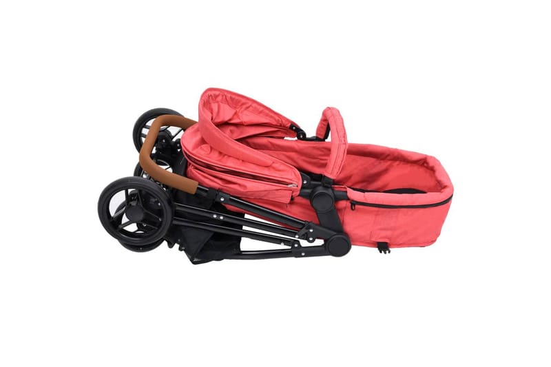 Barnvagn 3-i-1 röd och svart stål - Röd - Duovagn & Kombivagn