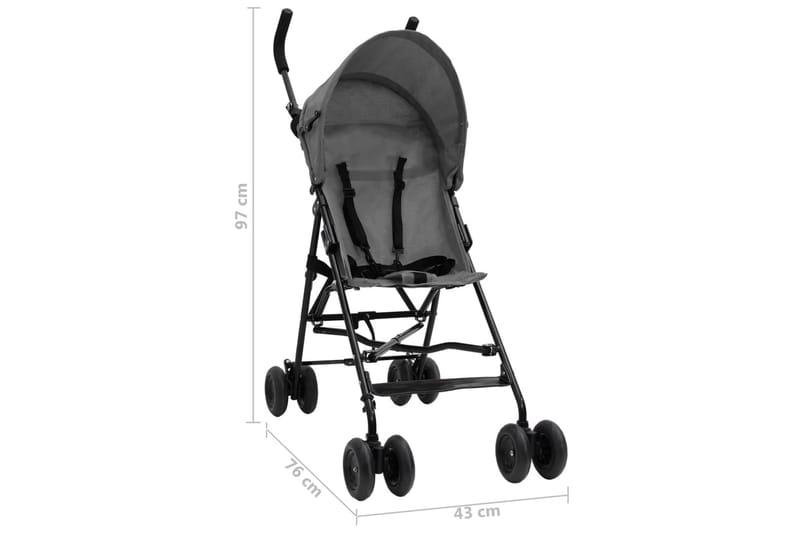 Paraplyvagn ljusgrå och svart stål - Grå - Sport & fritid - För barn - Barnvagn