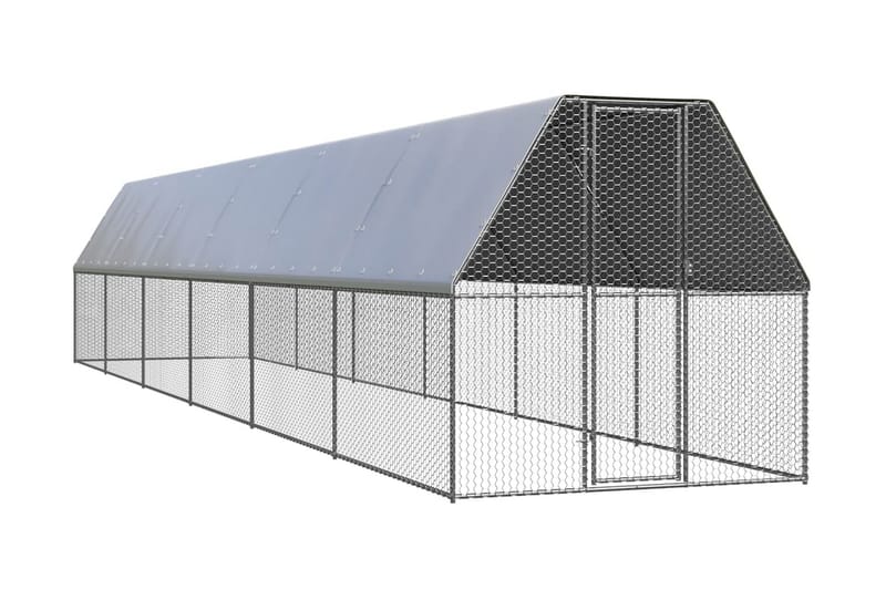 Hönsbur för utomhusbruk 2x12x2 m galvaniserat stål - Silver - Hönshus - För djuren - Hönsgård