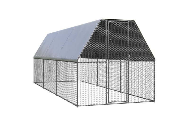 Hönsbur för utomhusbruk 2x6x2 m galvaniserat stål - Silver - Hönshus - För djuren - Hönsgård