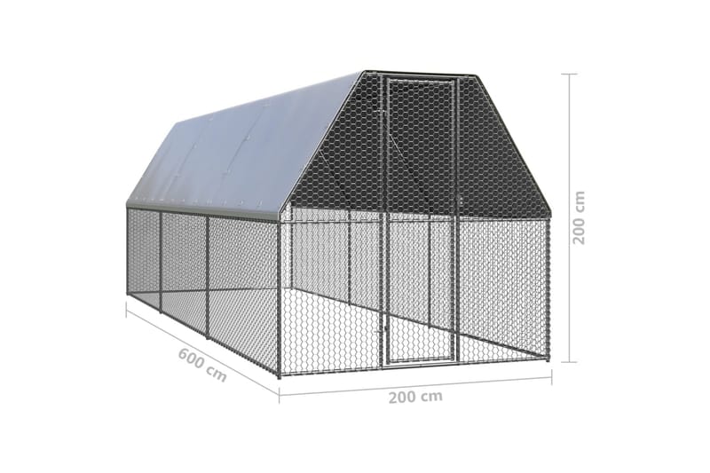 Hönsbur för utomhusbruk 2x6x2 m galvaniserat stål - Silver - Hönshus - Hönsgård - För djuren