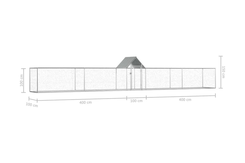 Hönsbur 9x1x1,5 m galvaniserat stål - Silver - Sport & fritid - För djuren - Fågel - Hönshus