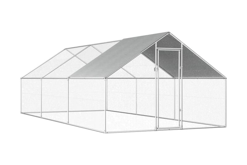 Hönsbur för utomhusbruk 2,75x6x1,92 m galvaniserat stål - Silver - Hönshus - För djuren - Hönsgård