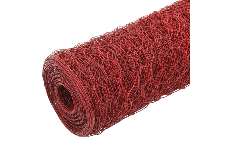 Hönsnät stål med PVC-beläggning 25x1 m röd - Röd - Hönshus - För djuren - Hönsgård