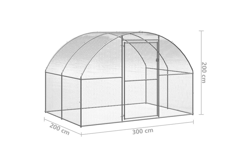 Hönsbur för utomhusbruk 3x2x2 m galvaniserat stål - Silver - Hönshus - För djuren - Hönsgård