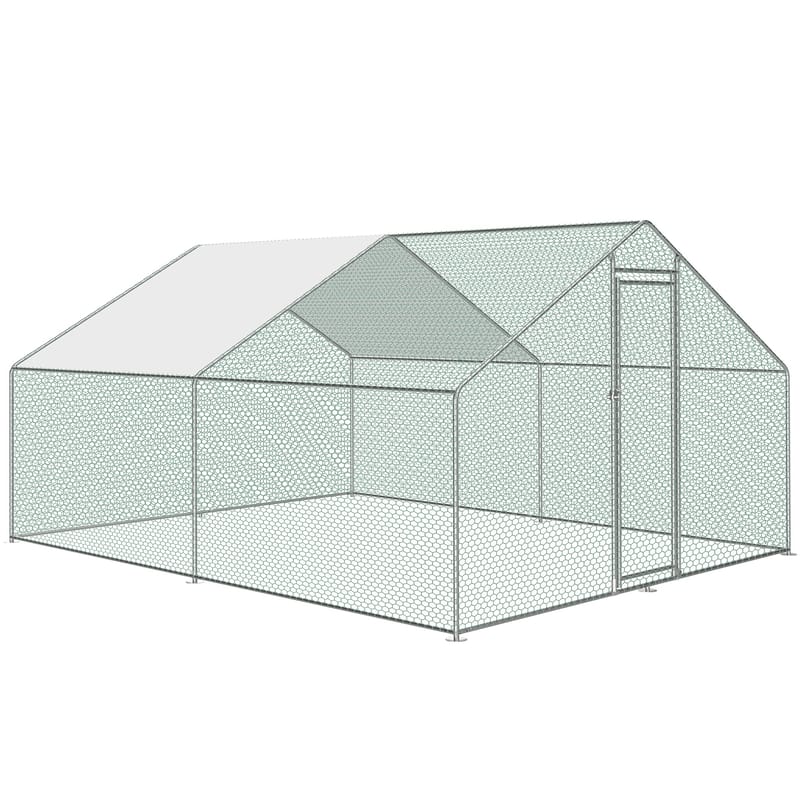 Hönsgård 12m² | Lättstädat | Galvaniserat stål - Sport & fritid - För djuren - Fågel