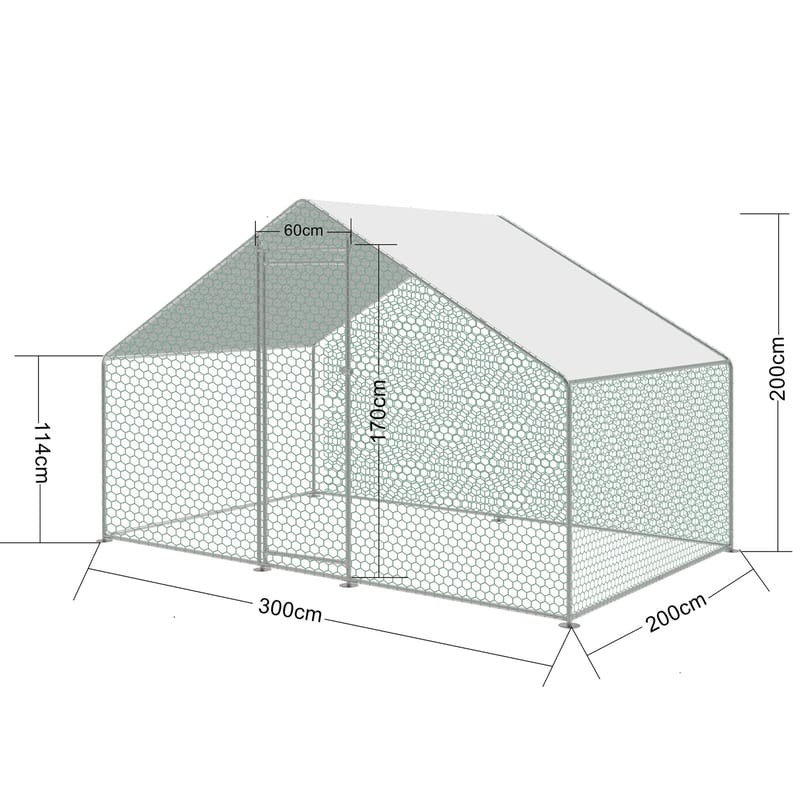 Hönsgård 5m² | Lättstädat | Galvaniserat stål - Sport & fritid - För djuren - Fågel