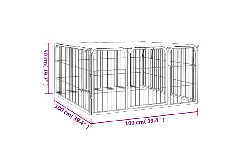 beBasic Hundbur 4 paneler svart 100 x 50 cm pulverlackerat stål - Black - Sport & fritid - För djuren - För hund - Hundbur & transportbur hund