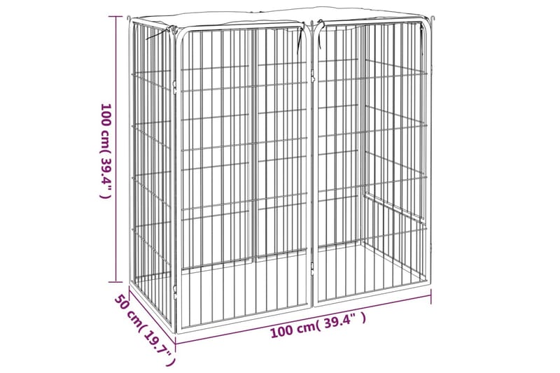 beBasic Hundbur 6 paneler svart 50x100 cm pulverlackerat stål - Black - Sport & fritid - För djuren - För hund - Hundbur & transportbur hund