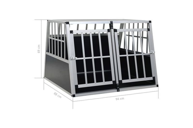 Hundbur med dubbel dörr 94x88x69 cm - Silver - Sport & fritid - För djuren - För hund - Hundbur & transportbur hund