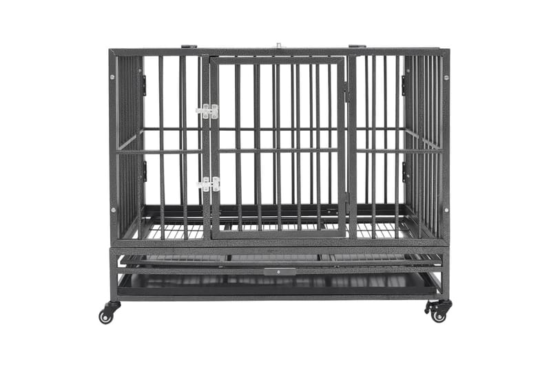 Hundbur med hjul stål 102x72x85 cm - Svart - Sport & fritid - För djuren - För hund - Hundbur & transportbur hund