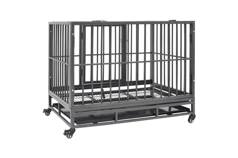 Hundbur med hjul stål 102x72x85 cm - Svart - Sport & fritid - För djuren - För hund - Hundbur & transportbur hund