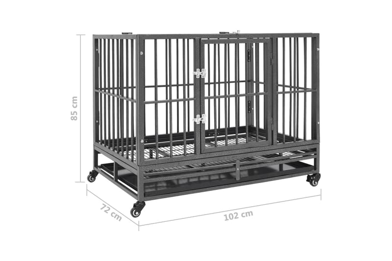 Hundbur med hjul stål 102x72x85 cm - Svart - Sport & fritid - För djuren - För hund - Hundbur & transportbur hund