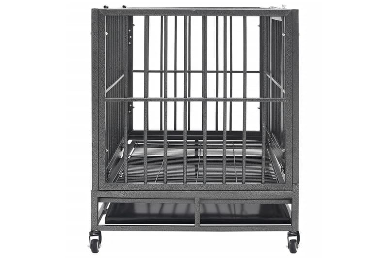 Hundbur med hjul stål 92x62x76 cm - Svart - Sport & fritid - För djuren - För hund - Hundbur & transportbur hund