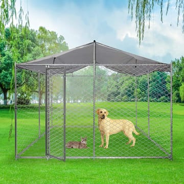 Hundgård 16m² | Galvaniserat stål | Vattentätt & UV-skyddande tak - Sport & fritid - För djuren - För hund - Hundkoja & hundgård