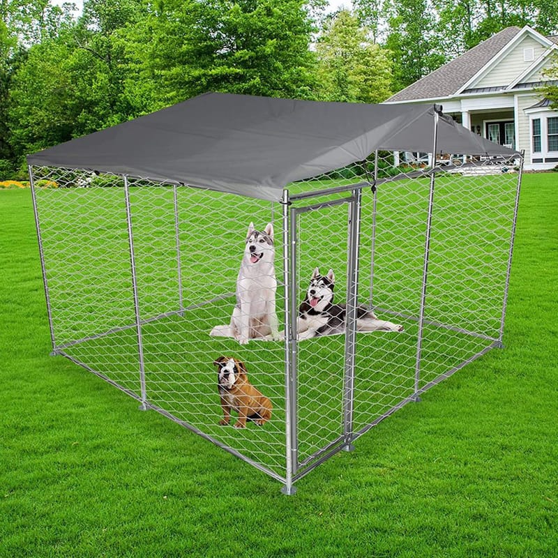 Hundgård 16m² | Galvaniserat stål | Vattentätt & UV-skyddande tak - Sport & fritid - För djuren - För hund - Hundmöbler