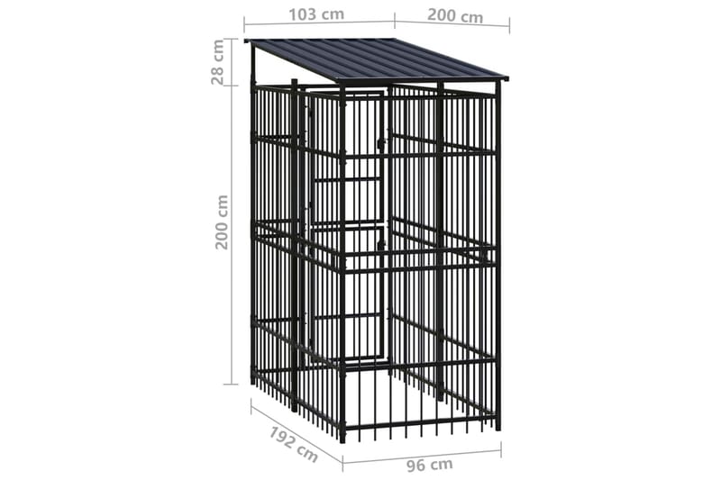 Hundgård för utomhusbruk ståltak 1,84 m² - Svart - Sport & fritid - För djuren - För hund - Hundmöbler