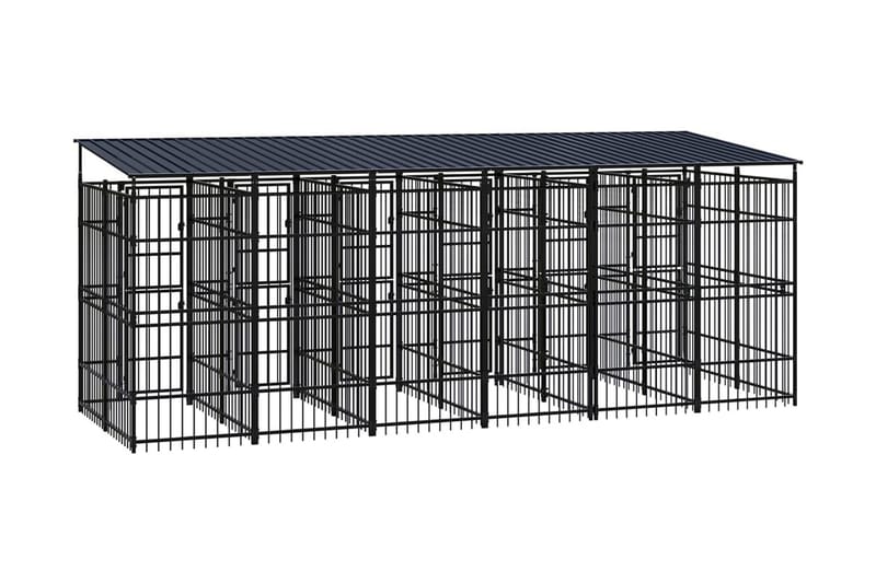 Hundgård för utomhusbruk ståltak 11,06 m² - Svart - Sport & fritid - För djuren - För hund - Hundmöbler