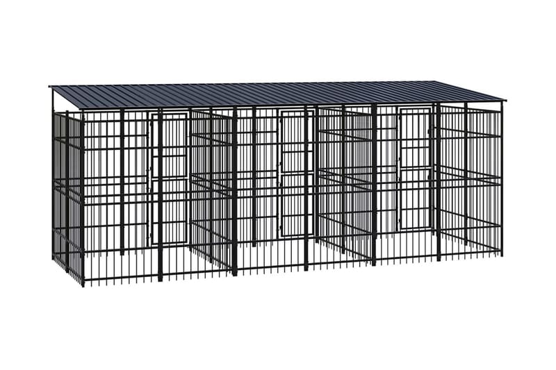 Hundgård för utomhusbruk ståltak 11,06 m² - Svart - Sport & fritid - För djuren - För hund - Hundmöbler