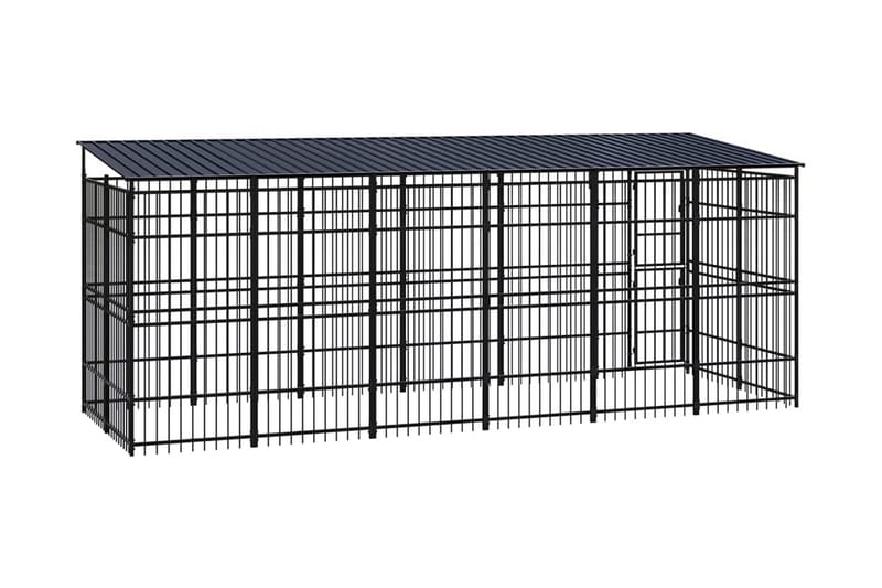 Hundgård för utomhusbruk ståltak 11,06 m² - Svart - Sport & fritid - För djuren - För hund - Hundmöbler