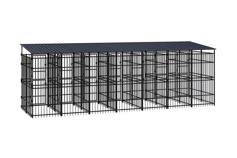 Hundgård för utomhusbruk ståltak 12,9 m² - Svart - Sport & fritid - För djuren - För hund - Hundmöbler