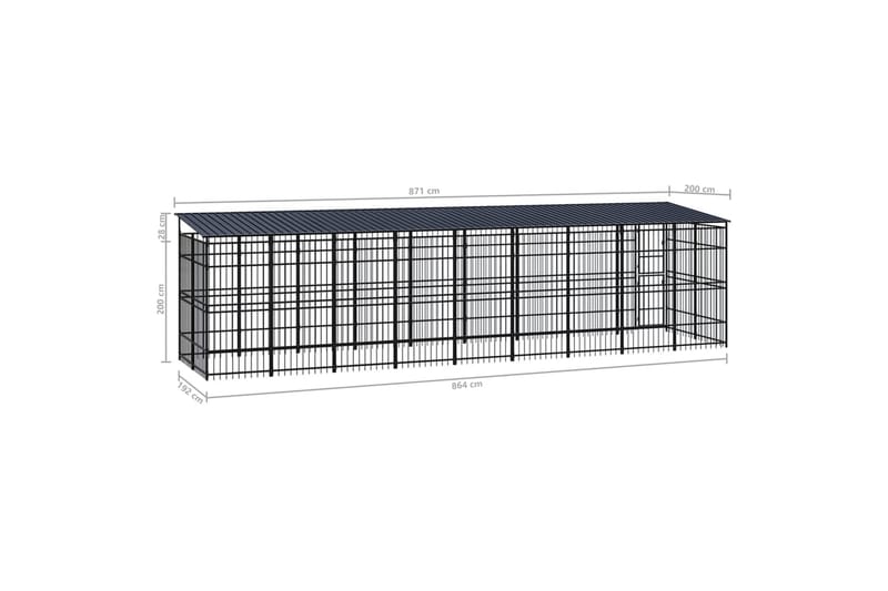Hundgård för utomhusbruk ståltak 16,59 m² - Svart - Sport & fritid - För djuren - För hund - Hundmöbler