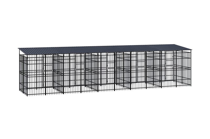 Hundgård för utomhusbruk ståltak 18,43 m² - Svart - Sport & fritid - För djuren - För hund - Hundmöbler