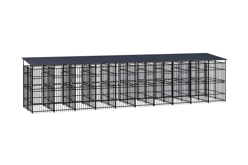 Hundgård för utomhusbruk ståltak 18,43 m² - Svart - Sport & fritid - För djuren - För hund - Hundmöbler