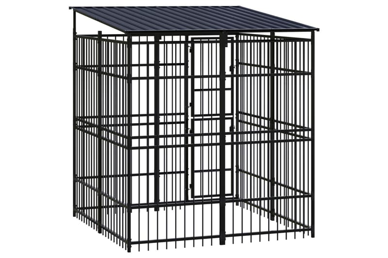Hundgård för utomhusbruk ståltak 3,69 m² - Svart - Sport & fritid - För djuren - För hund - Hundmöbler