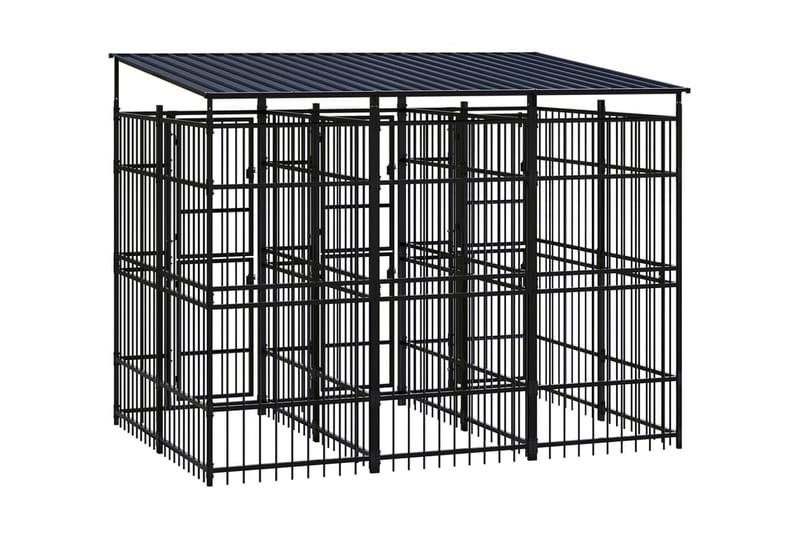 Hundgård för utomhusbruk ståltak 5,53 m² - Svart - Sport & fritid - För djuren - För hund - Hundmöbler