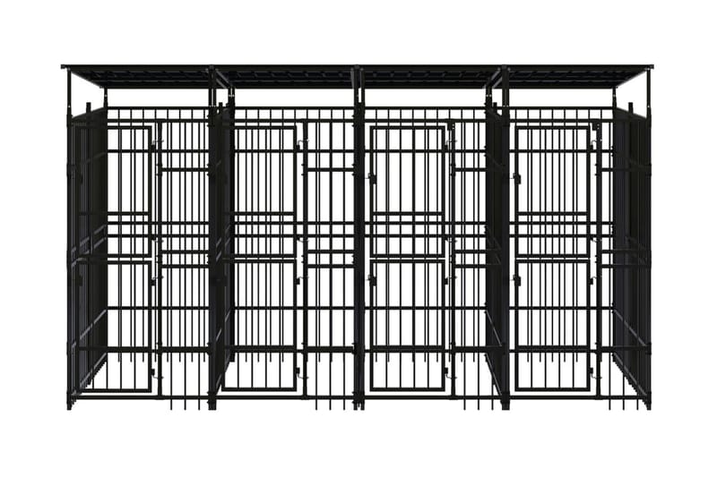Hundgård för utomhusbruk ståltak 7,37 m² - Svart - Sport & fritid - För djuren - För hund - Hundmöbler