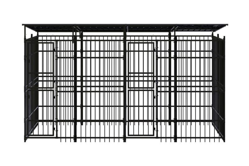 Hundgård för utomhusbruk ståltak 7,37 m² - Svart - Sport & fritid - För djuren - För hund - Hundmöbler