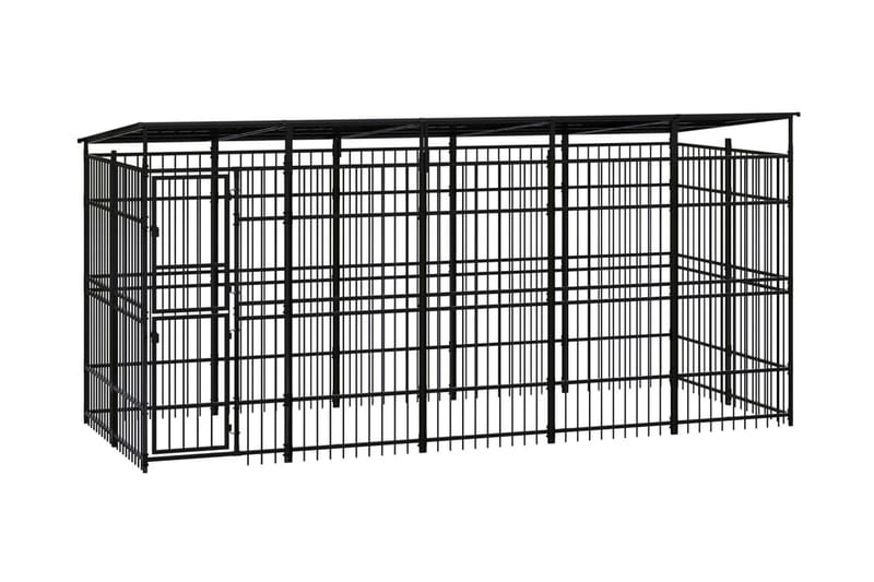 Hundgård för utomhusbruk ståltak 9,22 m² - Svart - Sport & fritid - För djuren - För hund - Hundmöbler
