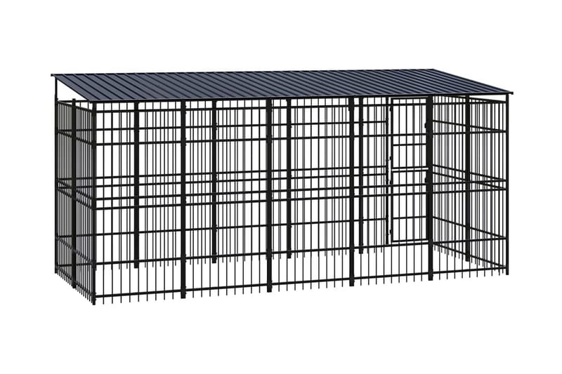 Hundgård för utomhusbruk ståltak 9,22 m² - Svart - Sport & fritid - För djuren - För hund - Hundmöbler