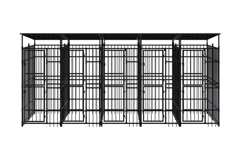 Hundgård för utomhusbruk ståltak 9,22 m² - Svart - Sport & fritid - För djuren - För hund - Hundmöbler