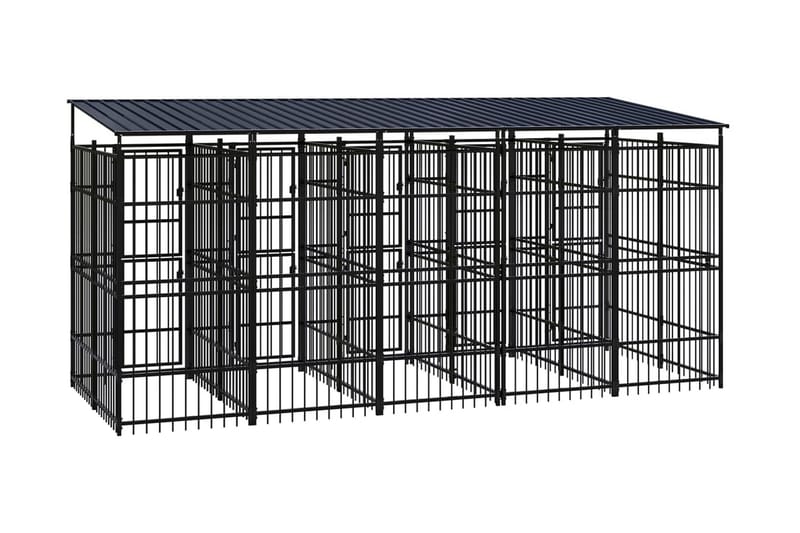Hundgård för utomhusbruk ståltak 9,22 m² - Svart - Sport & fritid - För djuren - För hund - Hundmöbler