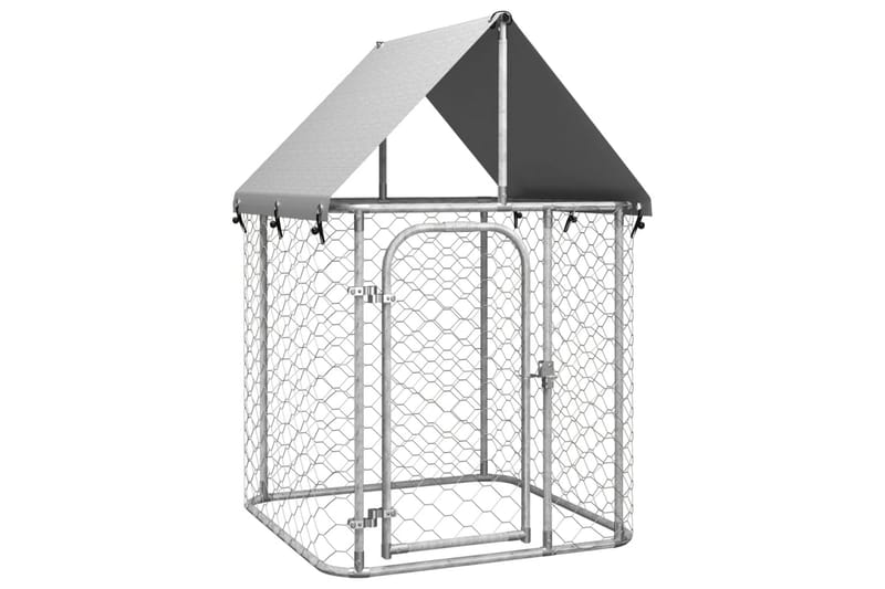 Hundgård med tak för utomhusbruk 100x100x150 cm - Silver - Sport & fritid - För djuren - För hund - Hundmöbler