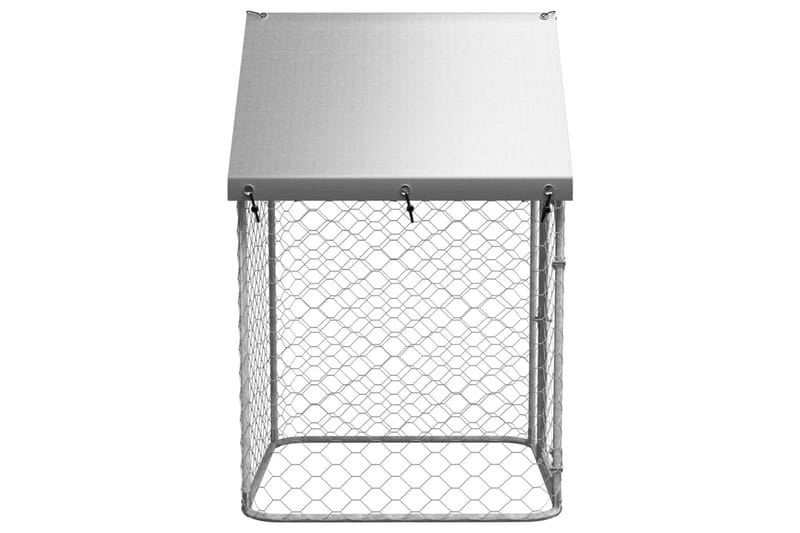 Hundgård med tak för utomhusbruk 100x100x150 cm - Silver - Sport & fritid - För djuren - För hund - Hundmöbler