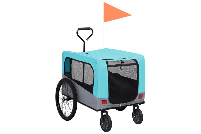 2-i-1-Cykelvagn för husdjur och joggingvagn blå och grå - Blå - Cykelvagn & cykelkärra - Hundmöbler - Hundvagn & cykelkorg hund