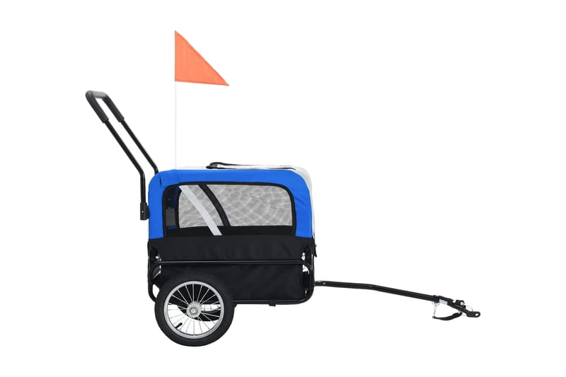 2-i-1-Cykelvagn för husdjur och joggingvagn grå och blå - Grå - Cykelvagn & cykelkärra - Hundmöbler - Hundvagn & cykelkorg hund