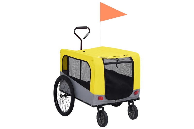 2-i-1-Cykelvagn för husdjur och joggingvagn gul och grå - Gul - Cykelvagn & cykelkärra - Hundmöbler - Hundvagn & cykelkorg hund