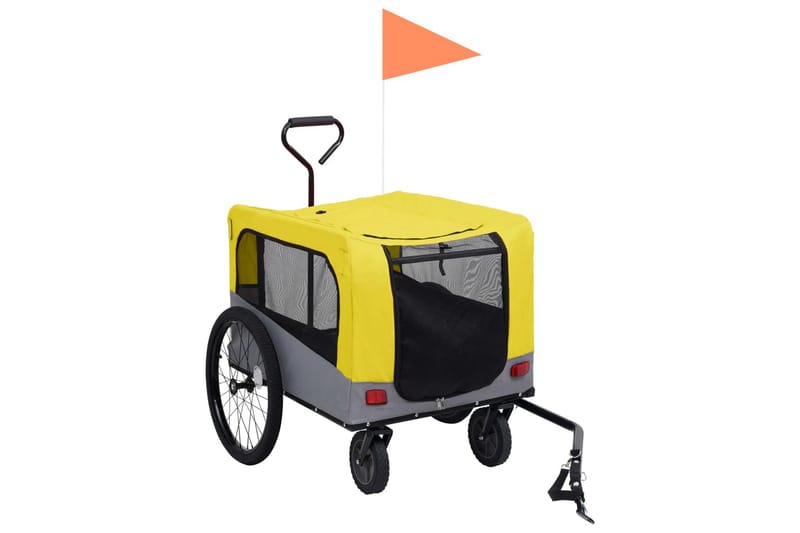 2-i-1-Cykelvagn för husdjur och joggingvagn gul och grå - Gul - Cykelvagn & cykelkärra - Hundmöbler - Hundvagn & cykelkorg hund