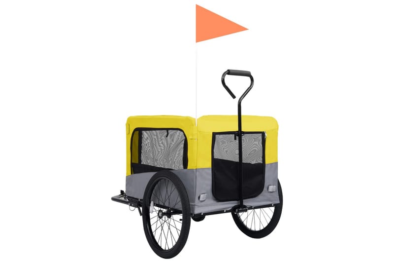 2-i-1-Cykelvagn för husdjur och joggingvagn gul och grå - Gul - Hundmöbler - Cykelvagn & cykelkärra - Hundvagn & cykelkorg hund