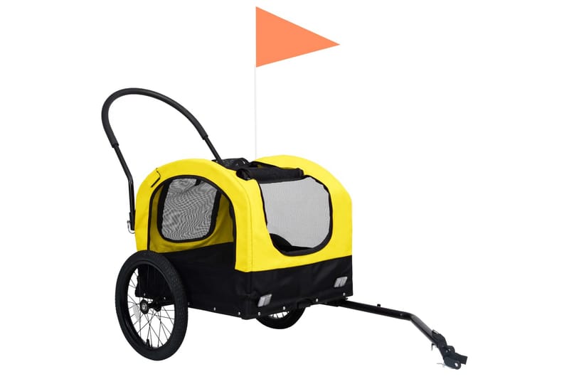 2-i-1-Cykelvagn för husdjur och joggingvagn gul och svart - Gul - Cykelvagn & cykelkärra - Hundmöbler - Hundvagn & cykelkorg hund