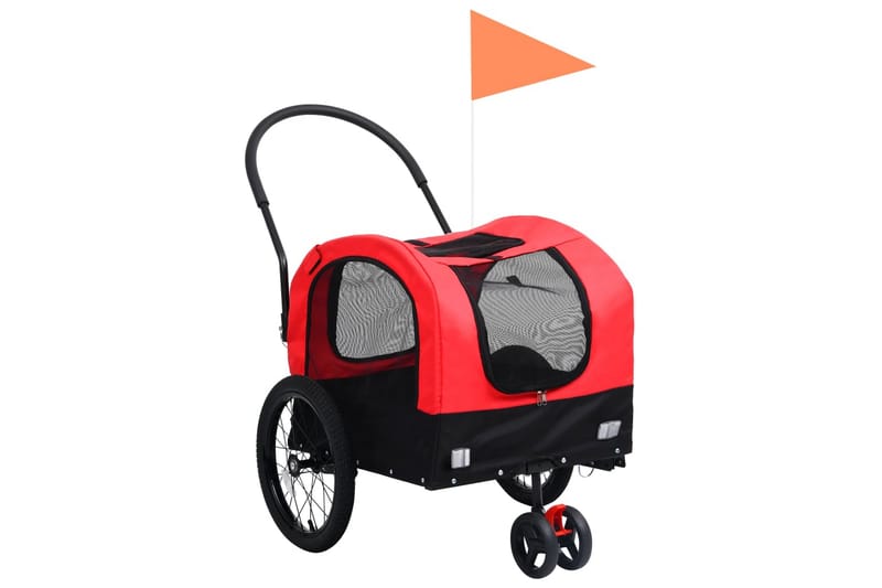 2-i-1-Cykelvagn för husdjur och joggingvagn röd och svart - Röd - Cykelvagn & cykelkärra - Hundmöbler - Hundvagn & cykelkorg hund